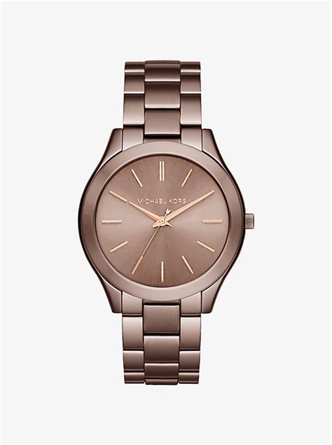 michael kors slim runway sable tone watch|Michael Kors mini runway.